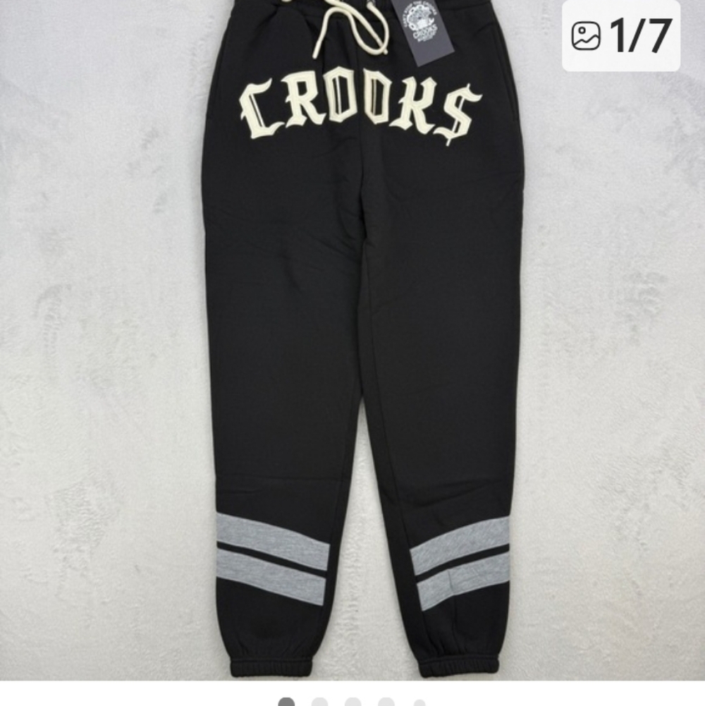 Crooks Castles Jogger Mens XL Varsity Black Logo Print Streetwear Urban NWT